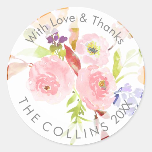 PixDezines水彩フローラ/ランヌクルス/サンキュー ラウンドシール (正面)
