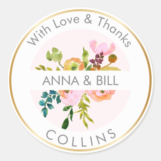 PixDezines水彩フローラ/ランヌクルス/サンキュー ラウンドシール (正面)