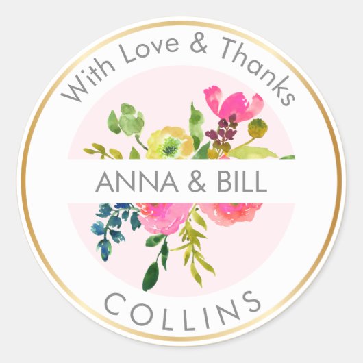 PixDezines水彩フローラ/ランヌクルス/サンキュー ラウンドシール (正面)