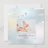 PixDezines水彩ブラシストローク、バプテメガルソン 招待状 (正面)