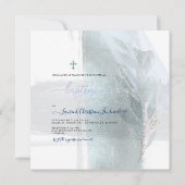 PixDezines水彩ブラシストローク、バプテメガルソン 招待状 (裏面)