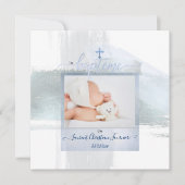 PixDezines水彩ブラシストローク、バプテメガルソン 招待状 (正面)