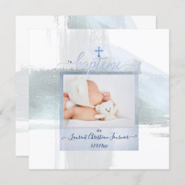 PixDezines水彩ブラシストローク、バプテメガルソン 招待状