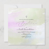 PixDezines水彩ブラシストローク、バプテメファイル 招待状 (裏面)