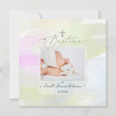 PixDezines水彩ブラシストローク、バプテメファイル 招待状 (正面)