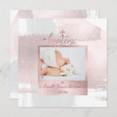 PixDezines水彩ブラシストローク、バプテメファイル 招待状 (正面/裏面)