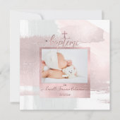 PixDezines水彩ブラシストローク、バプテメファイル 招待状 (正面)