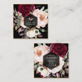 PixDezines水彩ブルゴーニュ牡丹 スクエア名刺 (正面/裏面)
