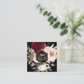 PixDezines水彩ブルゴーニュ牡丹 スクエア名刺 (スタンド正面)