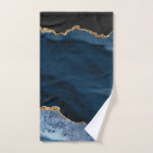 PixDezines水彩ブルーアガテ金ゴールド脈 バスタオルセット (ハンドタオル)