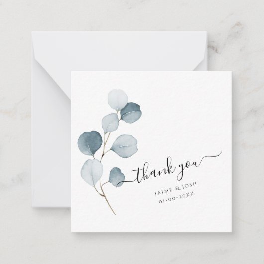 PixDezines水彩ブルーガムユーカリプトゥスブランチ ノートカード (正面)