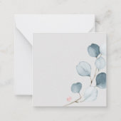 PixDezines水彩ブルーガムユーカリプトゥスブランチ ノートカード (裏面)