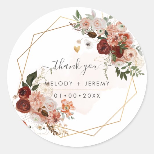 PixDezines水彩マルサラレッド秋ラブノート ラウンドシール (正面)