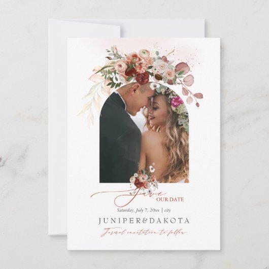 PixDezines水彩マルサラレッド秋救愛 セーブザデート (正面)