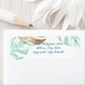 PixDezines水彩モンステラ葉ティール（緑がかった色）、緑 ラベル (インサイチュ)