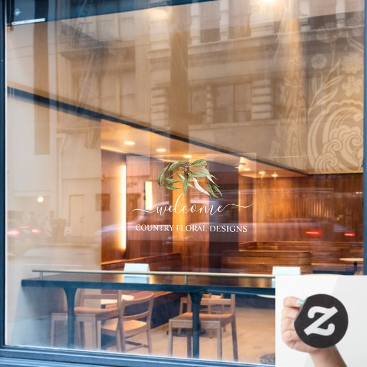 PixDezines水彩ユーカリSprigウィンドウClin ウィンドウサイン (カフェ窓)