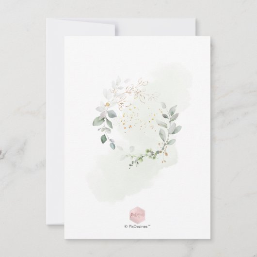 PixDezines水彩リースベビーシャワー 招待状 (裏面)