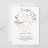 PixDezines水彩リースベビーシャワー 招待状 (正面)