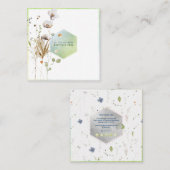 PixDezines水彩ワイルドフラワーハニカムスクーア スクエア名刺 (正面/裏面)