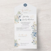 PixDezines水彩冬の埃っぽいブルーコットン オールインワン招待状 (内側)