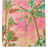 PixDezines水彩効果/ハワイ/ビーチ シャワーカーテン (正面)