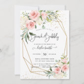 PixDezines水彩埃っぽいバラブランチ+バブリー 招待状 (正面)