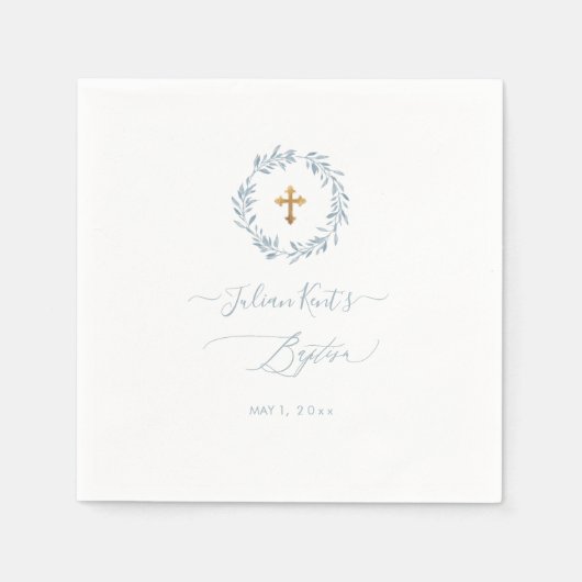 PixDezines水彩埃っぽいブルーリース スタンダードカクテルナプキン (正面)