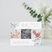 PixDezines水彩埃っぽいブルーRses ポストカード (スタンド正面)