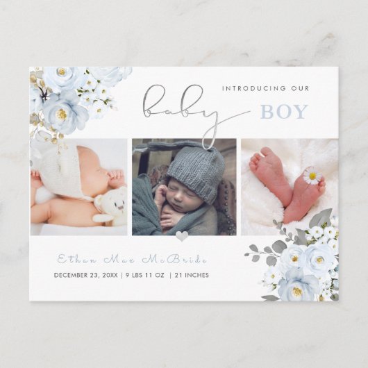 PixDezines水彩埃っぽいブルーRses ポストカード (正面)