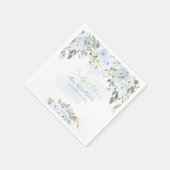 PixDezines水彩埃っぽい青いバラ赤ちゃんシャワー スタンダードカクテルナプキン (角)