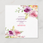 PixDezines水彩夏のバラ、プラム スクエア名刺 (裏面)