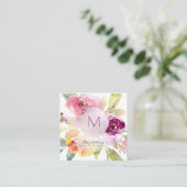 PixDezines水彩夏バラ スクエア名刺 (スタンド正面)