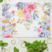 PixDezines水彩夏フローラ キッチンタオル (折り畳み)