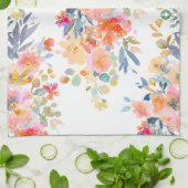 PixDezines水彩夏フローラ キッチンタオル (折り畳み)