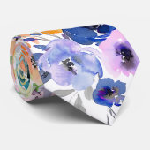 PixDezines水彩夏花模様 ネクタイ (ロール)