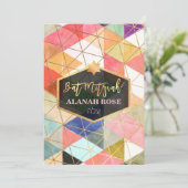 PixDezines水彩幾何学模様バルミツワー 招待状 (スタンド正面)