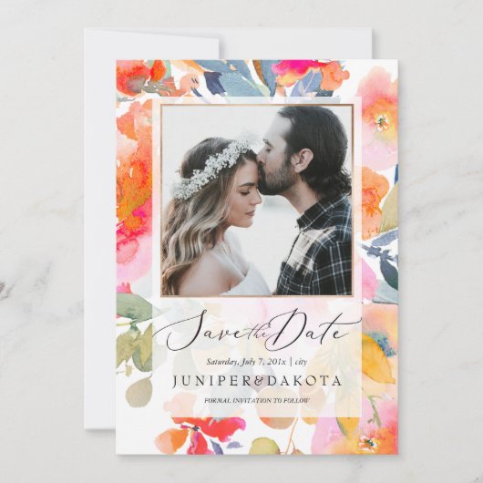 PixDezines水彩庭園バラ保存日 招待状 (正面)