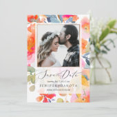 PixDezines水彩庭園バラ保存日 招待状 (スタンド正面)