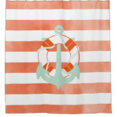 PixDezines水彩影響/航海のいかり シャワーカーテン (正面)