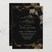 PixDezines水彩抽象芸術フェイク金ゴールド 招待状 (正面/裏面)