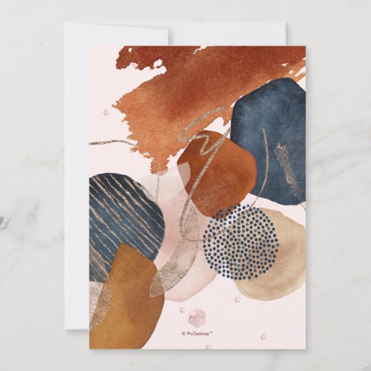 PixDezines水彩抽象芸術モダンバルミツワー 招待状 (裏面)