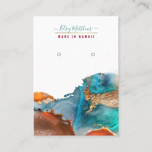 PixDezines水彩抽象芸術銀河系イヤリング 名刺 (正面)