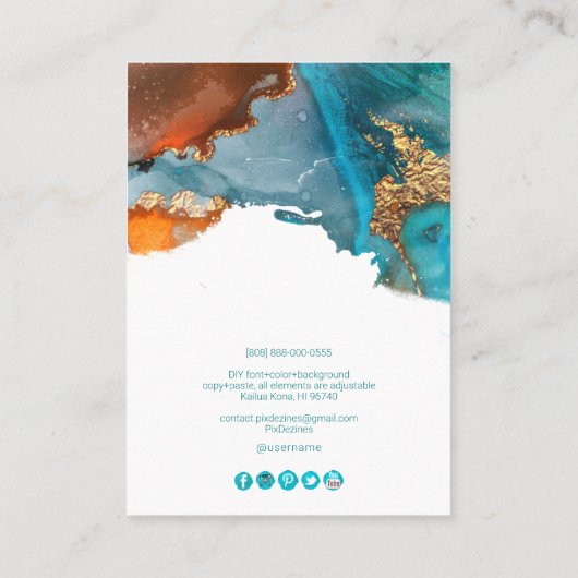 PixDezines水彩抽象芸術銀河系イヤリング 名刺 (裏面)