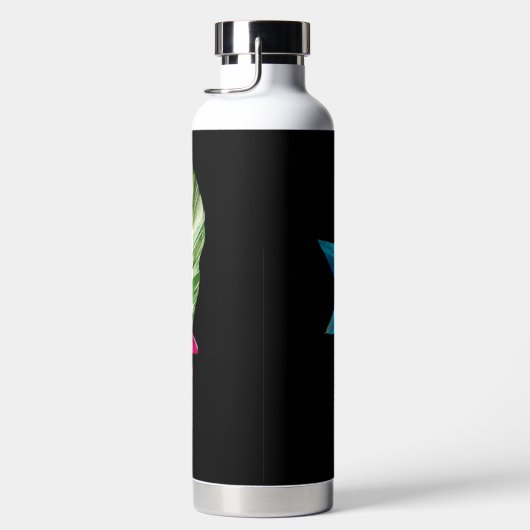 PixDezines水彩暗い赤紫色シンビジウムオーキッド ウォーターボトル (右面)