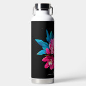 PixDezines水彩暗い赤紫色シンビジウムオーキッド ウォーターボトル (正面)