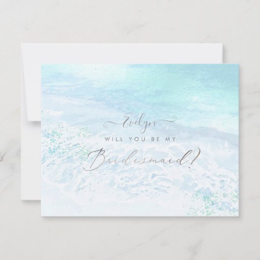 PixDezines水彩海岸が私の花嫁になる 招待状 (正面)