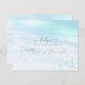 PixDezines水彩海岸線メイド・オブ・オーナー（花嫁付き添い人） 招待状 (正面/裏面)