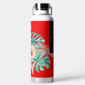 PixDezines水彩熱帯パラダイスフラワー ウォーターボトル (背面)