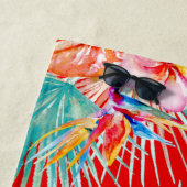 PixDezines水彩熱帯パラダイスフラワー ビーチタオル (インサイチュ)