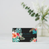 PixDezines水彩熱帯花の葉 名刺 (スタンド正面)